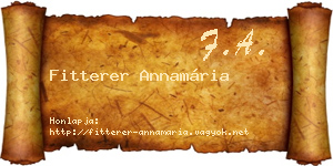 Fitterer Annamária névjegykártya